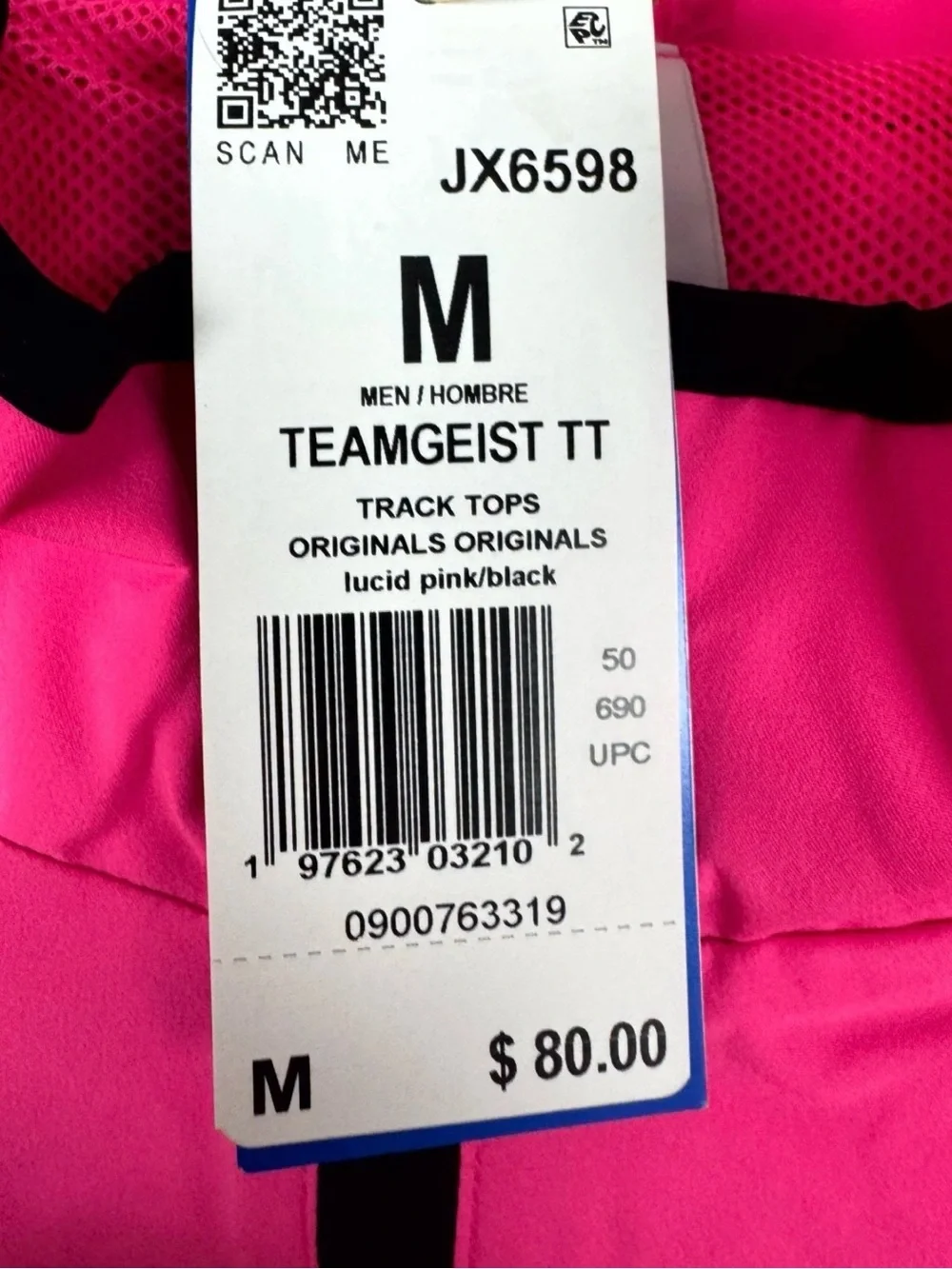 Adidas Teamgeist Adicolor Woven Track Top Unisex M Lucid Pink Black JX6598